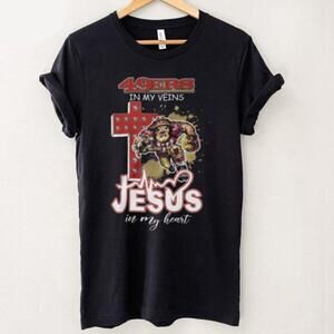 Game Day Devotion 49Ers In My Veins, Jesus In My Heart T Shirt